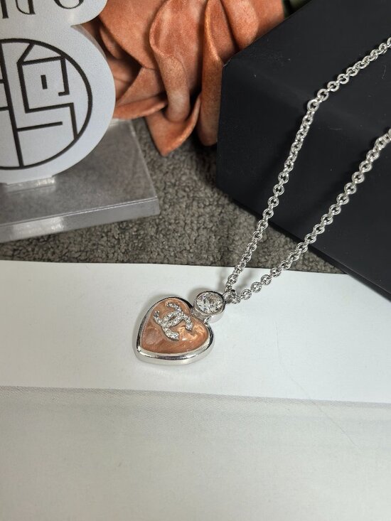 Chanel 23C Heart Gold Necklace with Crystals Chanel Heart CC Logo Crystal Pendant Necklace